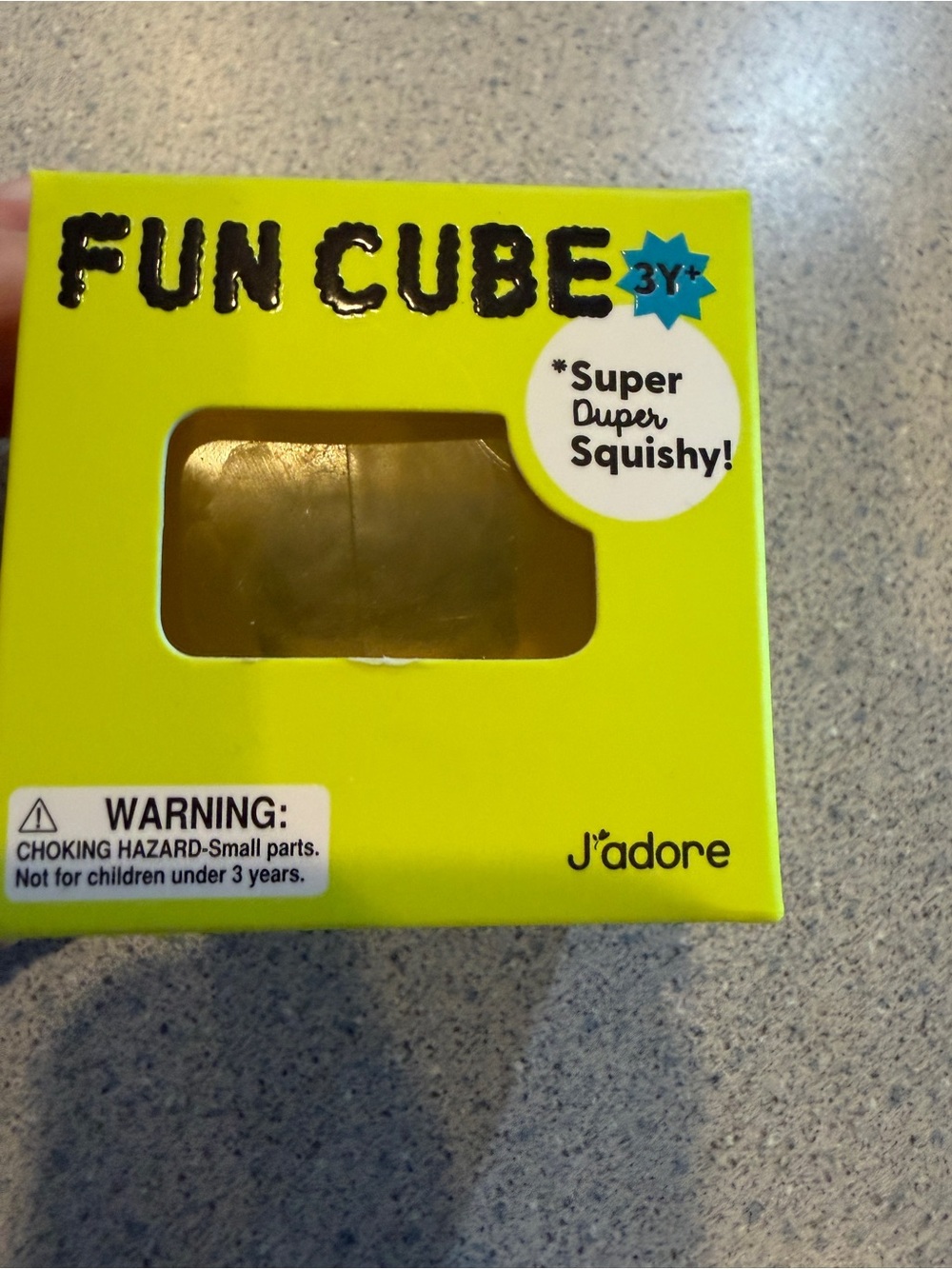 New J'Adore Fun Cube Squishy Square Yellow Squeeze Fidget Toy 3+ Tactile Squish
